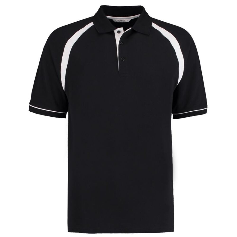 Kustom Kit Oak Hill Mens Polo Shirt / Black/White